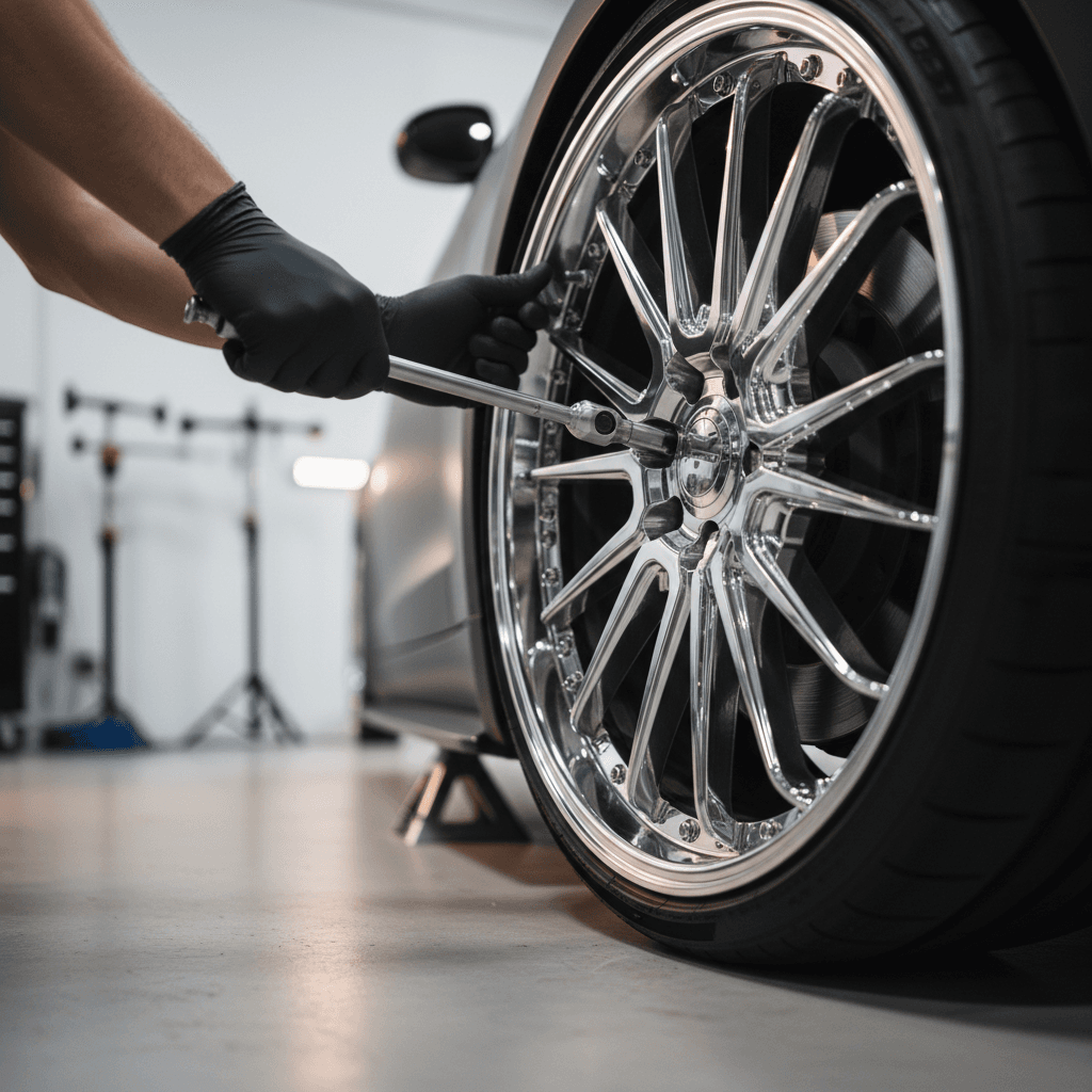 Custom rims and wheel installation